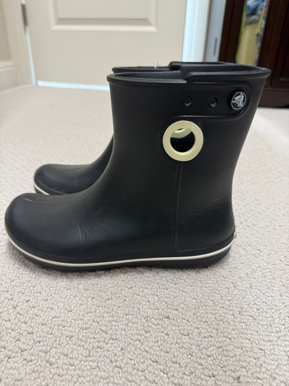 Crocs Black & White Jaunt Short Rain Boots
